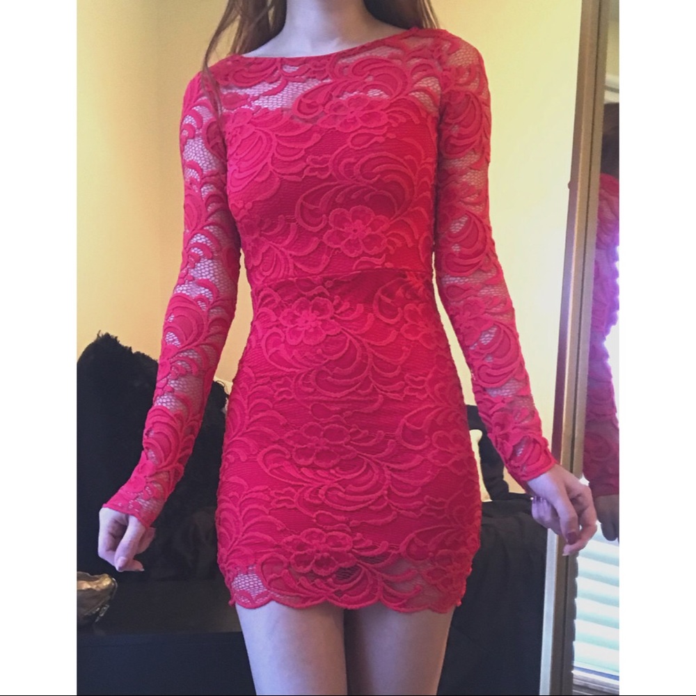 H&M Red Lace Bodycon Dress